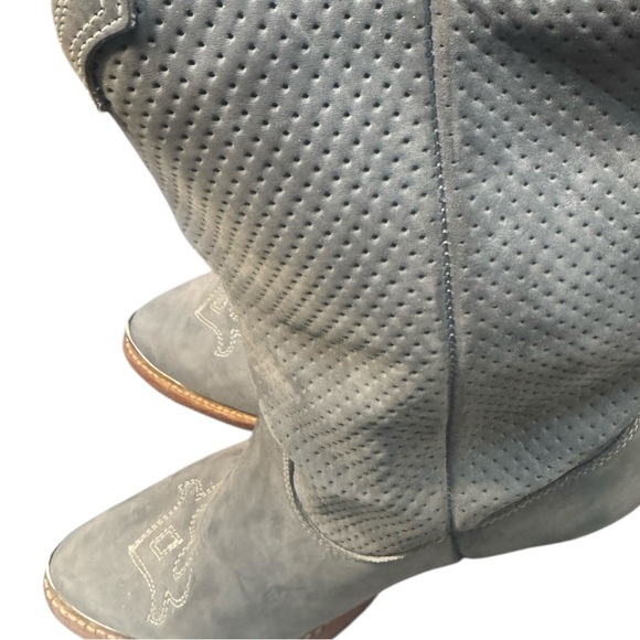 VTG Womens NOS Cowboy Boots ZODIAC USA Grey Suede Heeled Costal Cowgirl Size 8M - Picture 8 of 11